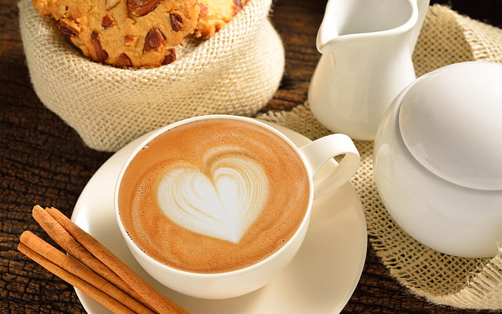Coffee, love, heart, cup, food, breakfast, HD wallpaper