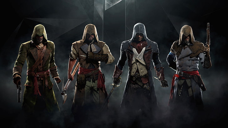 four male characters, photo Assassin's Creed case cover, Assassin's Creed: Unity