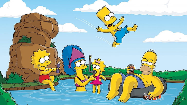 The Simpsons wallpaper, Lisa Simpson, Bart Simpson, Homer Simpson, HD wallpaper