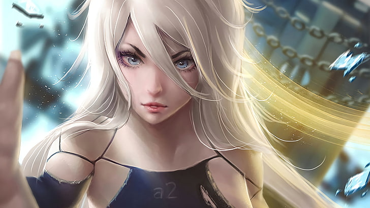 white haired female anime character wallpaper, A2 (Nier: Automata)