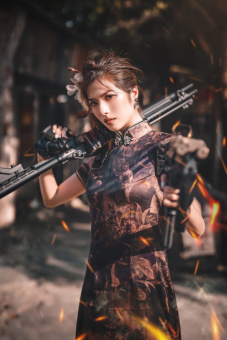 Asian gun women model 1080P, 2K, 4K, 5K HD wallpapers free download ...