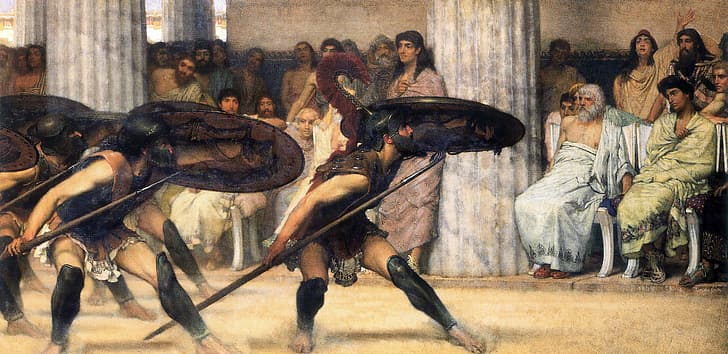 A Pyrrhic Dance, Lawrence Alma-Tadema, painting, classic art