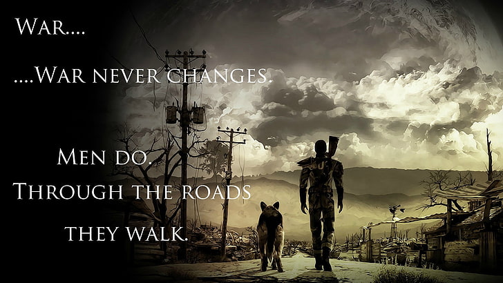 War quote poster, text, Fallout, Fallout 4, architecture, communication