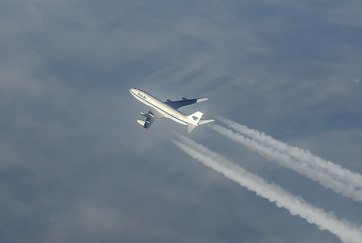 IL-86, aircraft, airplane, contrails, flying, air vehicle, mode of transportation, HD wallpaper