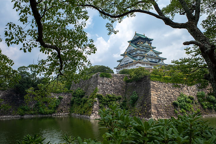 Japan, Osaka Castle, Asian architecture, HD wallpaper