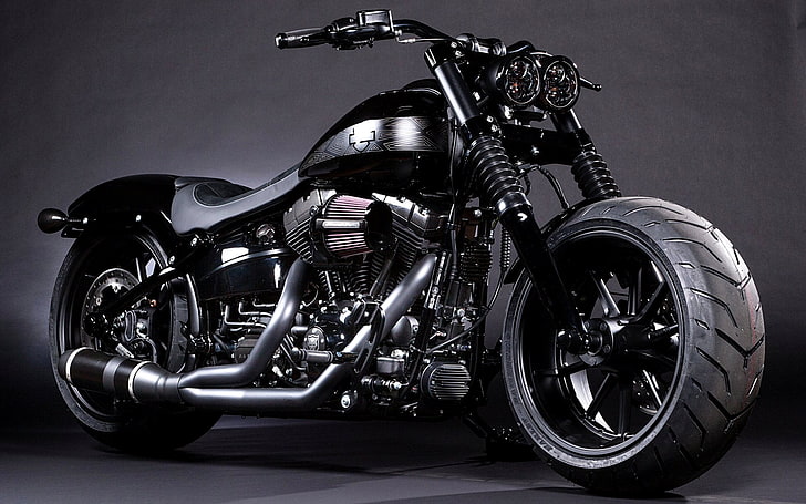 HD wallpaper: Black Panther Breakout Softail, black Harley-Davidson