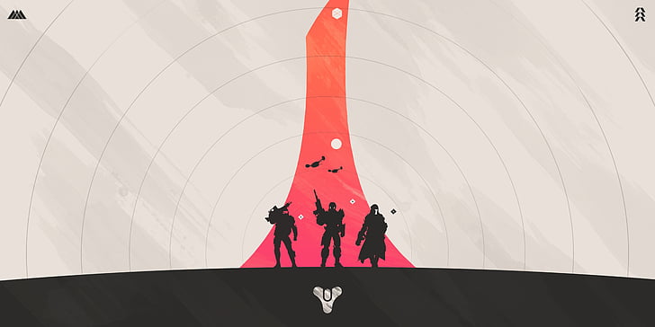 silhouette of three men illustration, Destiny, Hunter, Warlock