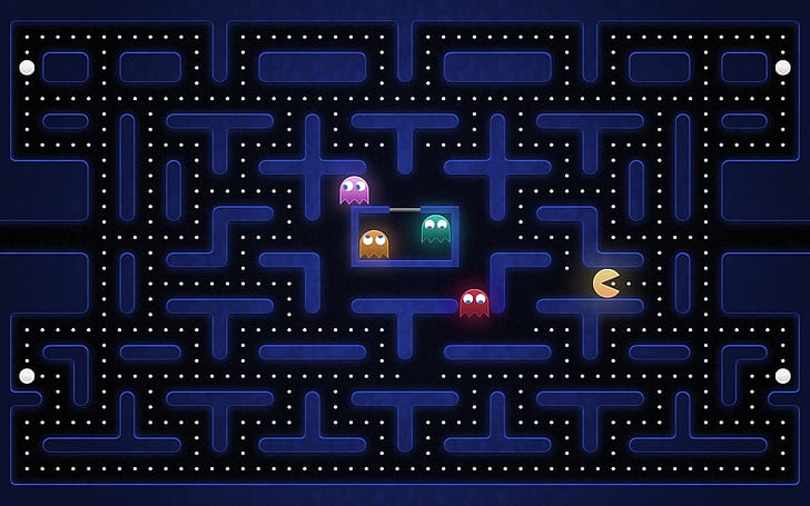 Pacman, Maze, Harassment, HD wallpaper