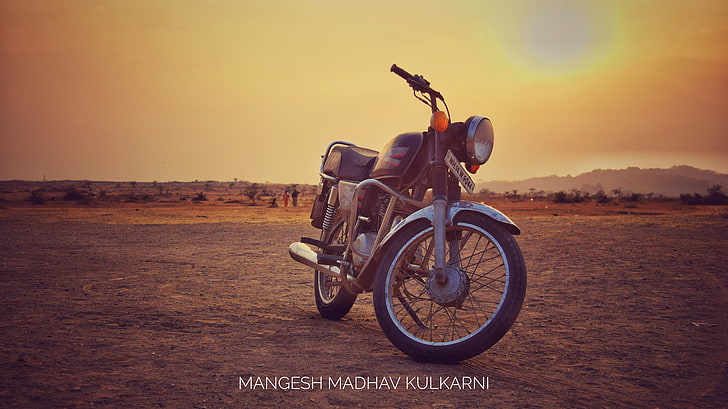 HD wallpaper: motorcycle, desert, sunset, outdoors, transportation, sky,  orange color | Wallpaper Flare