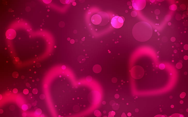 Valentine's Day red heart, pink hearts illustration, HD wallpaper