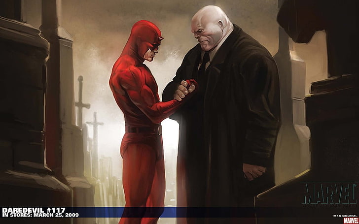 Daredevil, Kingpin, comics, Marvel Comics, standing, two people, HD wallpaper