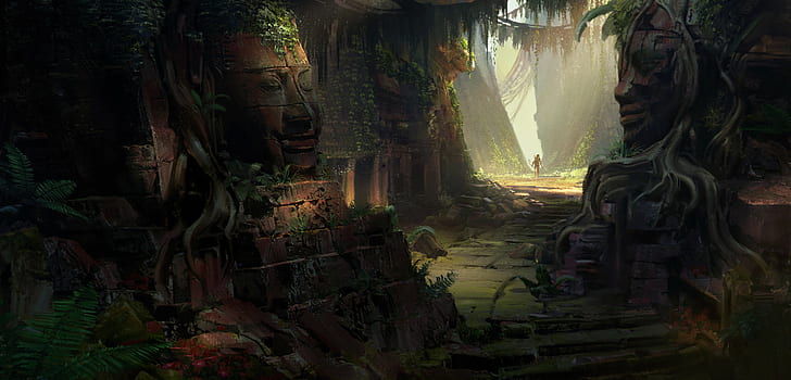 Tian Zi, digital art, adventurers, artwork, ArtStation, Tomb Raider, HD wallpaper