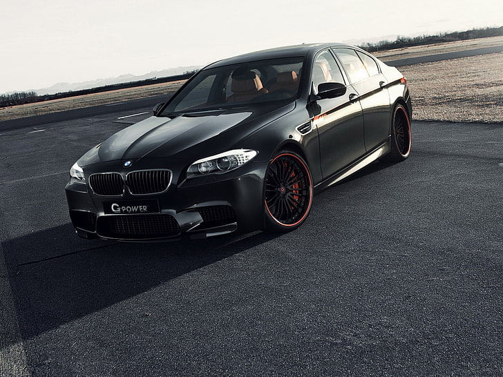  Fondo de pantalla HD negro BMW M5 sedán, tuning, automóvil, g-power, F1, vehículo terrestre, transporte