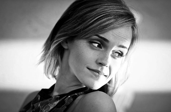 Hd Wallpaper Face Actress Women Looking Away Emma Watson Monochrome Wallpaper Flare