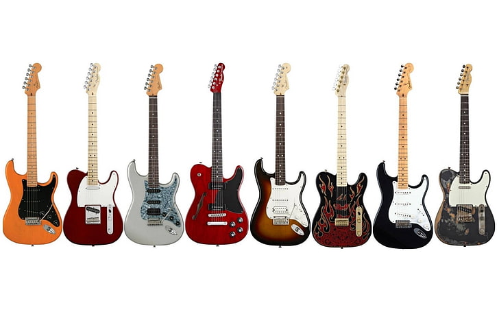 guitar, electric guitar, Fender, music, white background, musical instrument, HD wallpaper