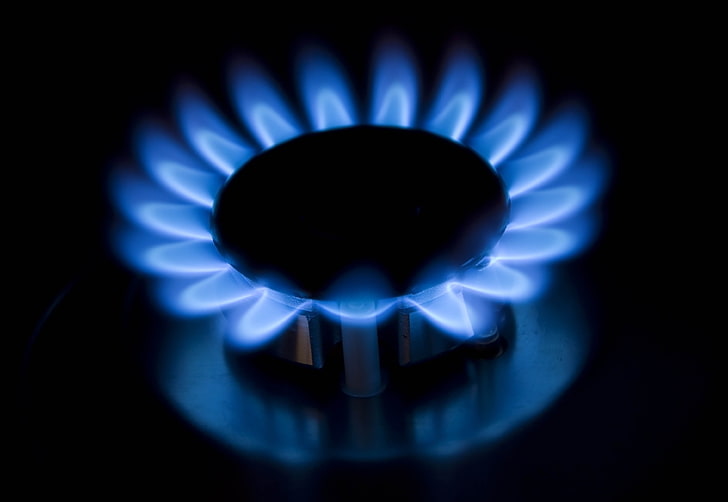 gas range flame, fire, burner, black background, heat, fire - Natural Phenomenon