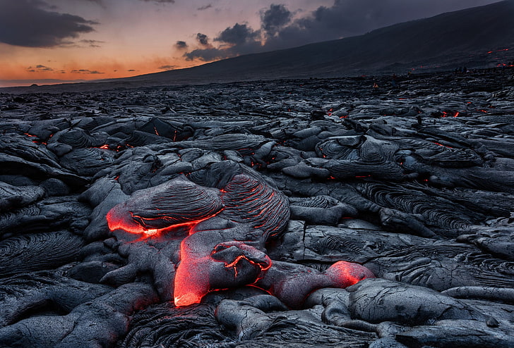 lava, rocks, mountains, burning, landscape, nature, beauty in nature