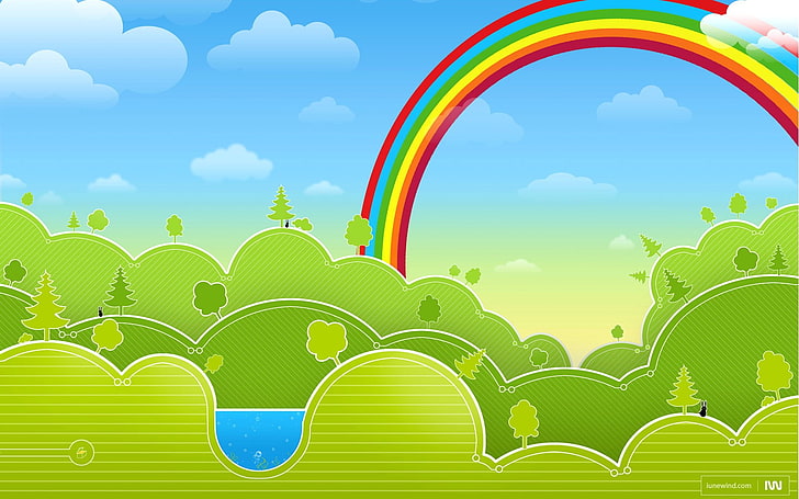 rainbow illustration, colorful, rainbows, artwork, digital art, HD wallpaper