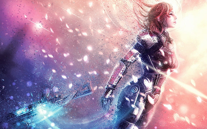 animated woman illustration, Jane Shepard, Mass Effect, video games, HD wallpaper