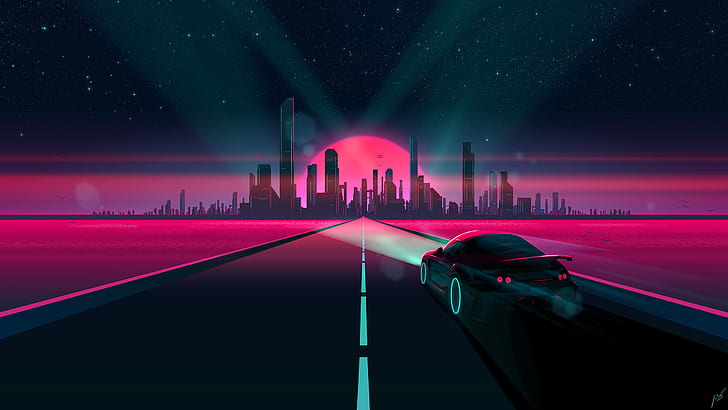 320x568px | free download | HD wallpaper: Retro style, 1980s, synthwave,  futuristic, science fiction | Wallpaper Flare
