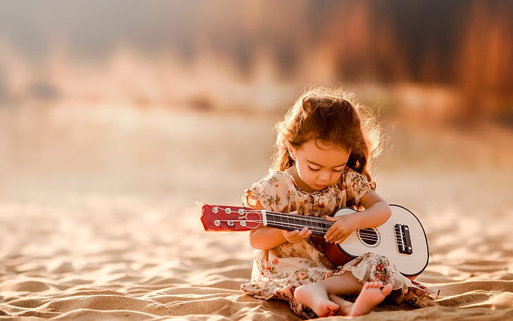 HD wallpaper: Cute Little Girl Playing Guitar, white ukulele | Wallpaper  Flare