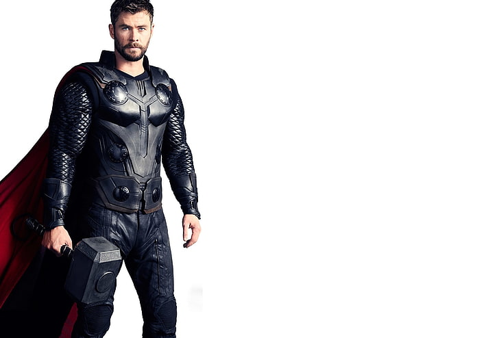 Thor, Chris Hemsworth, movie, black, man, hammer, avengers, HD wallpaper