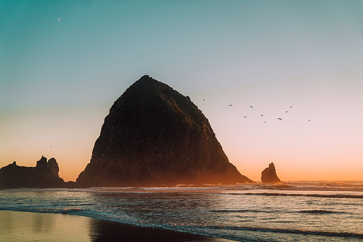 Earth, Rock, Beach, Cannon Beach, Haystack Rock, Oregon, HD wallpaper
