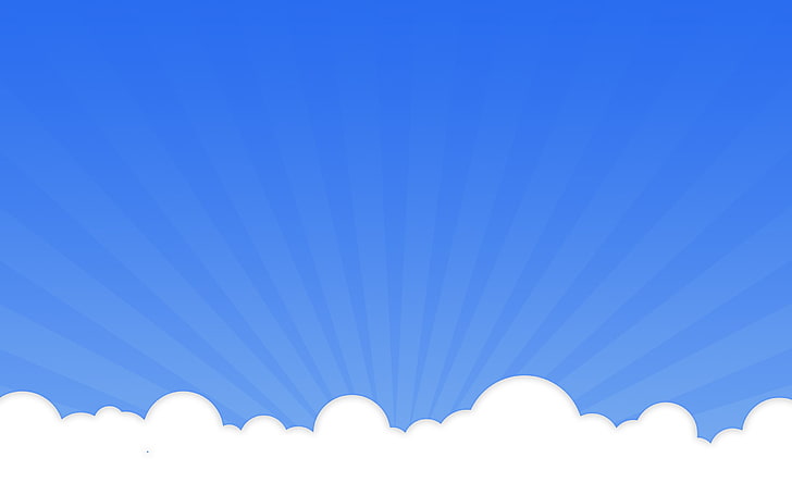 white clouds illustration, minimalism, sky, digital art, blue