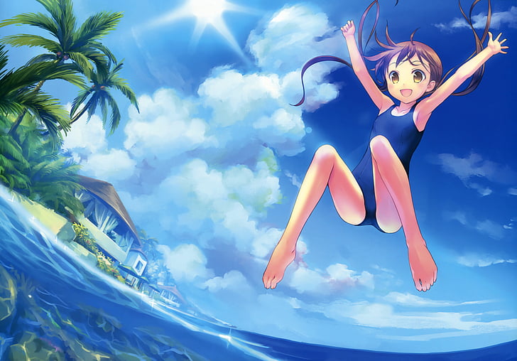 HD wallpaper: Anime, Original, Girl, Swimming, Swimsuit | Wallpaper Flare