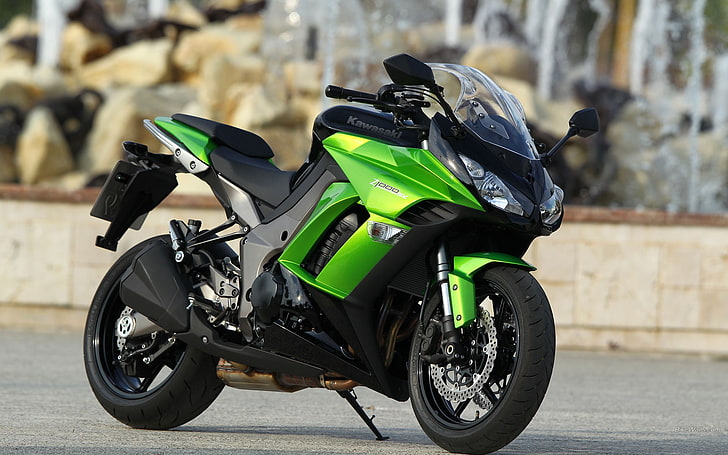 green and black Kawasaki Ninja sports bike, motorcycles, Z1000SX 2011