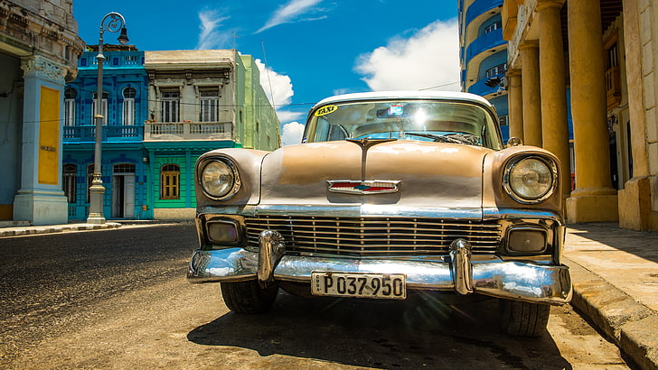 chevrolet bel air, car, vintage car, vehicle, cuba, street, HD wallpaper