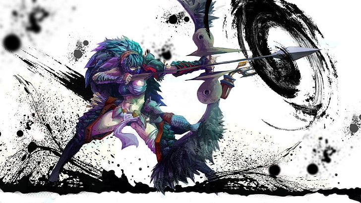 woman holding bow animated wallpaper, Monster Hunter, nargacuga