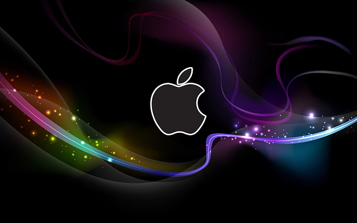 3d Apple, Apple logo, Computers, illuminated, black background