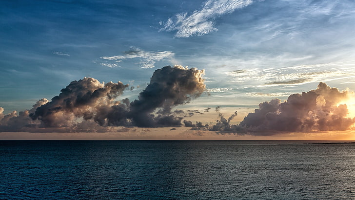 white clouds, beach, sky, nature, sea, cloud - sky, water, beauty in nature, HD wallpaper