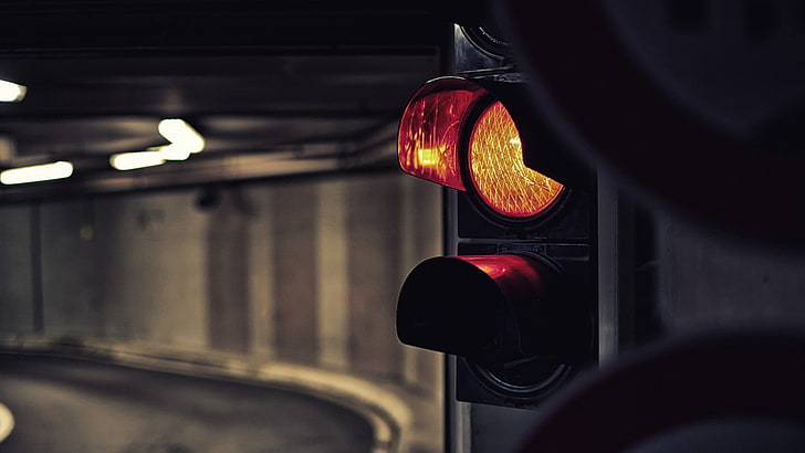 traffic lights, street light, tunnel, sign, stoplight, illuminated, HD wallpaper