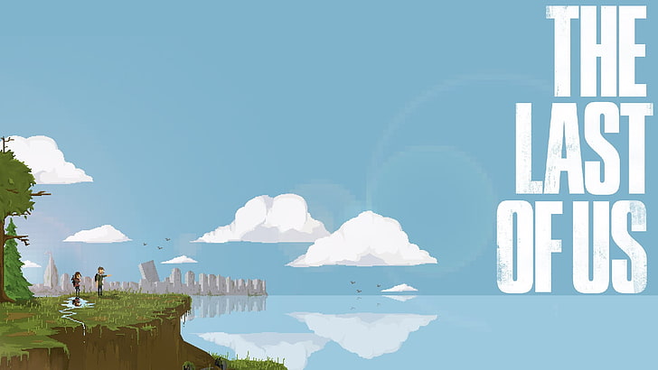 The Last of Us wallpaper, video games, clouds, river, pixel art