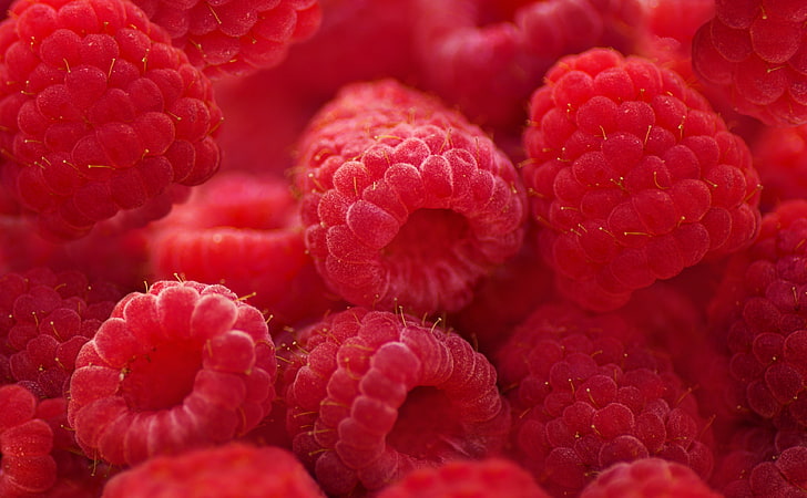 Raspberries Macro HD Wallpaper, raspberry fruits, Food and Drink, HD wallpaper