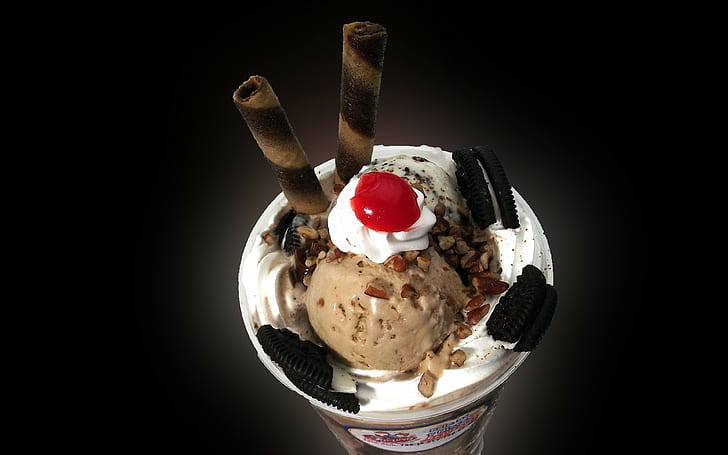 Ice cream, dessert backgrounds, oreo, frappuccino, waffles, HD wallpaper