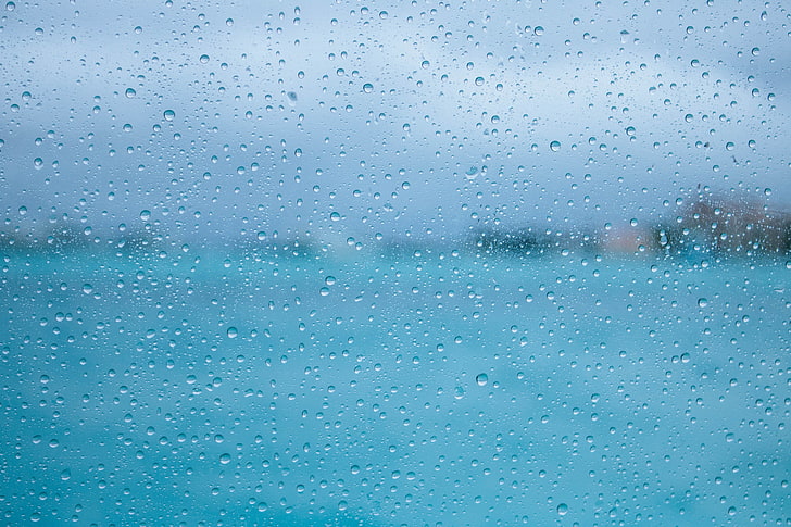 clear glass, Maldives, sea, wet, drop, water, rain, window, glass - material, HD wallpaper