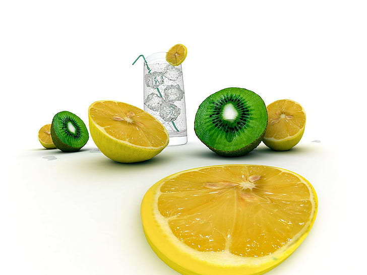 lemons, kiwi (fruit)