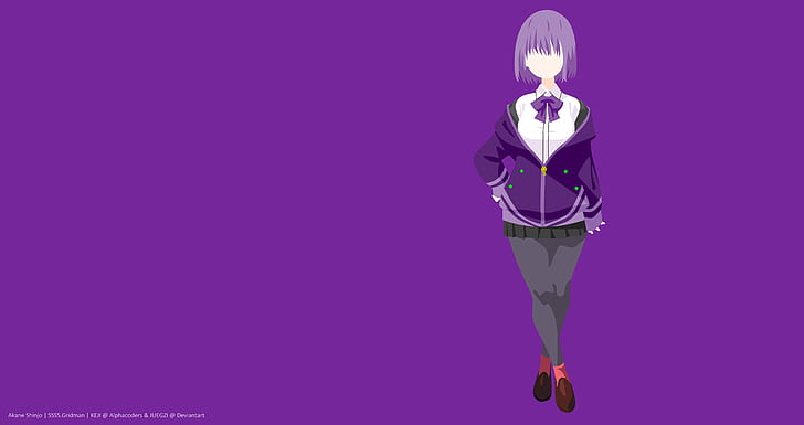 Anime, SSSS.Gridman, Akane Shinjou, Girl, Purple Hair, Skirt, HD wallpaper