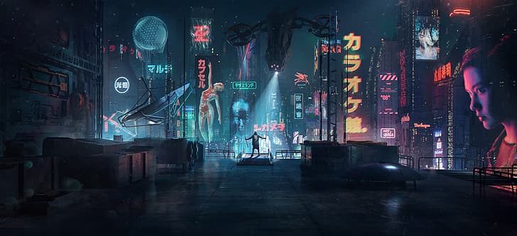 artwork, digital art, cyber city, futuristic, cyberpunk, HD wallpaper