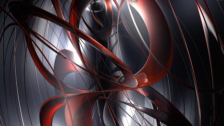 red, fractal, fractal art, abstract art, artwork, abstraction, HD wallpaper