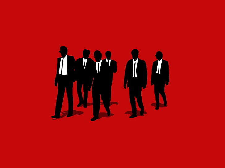 graphic photo of 6 men in suit, minimalism, Reservoir Dogs, movies