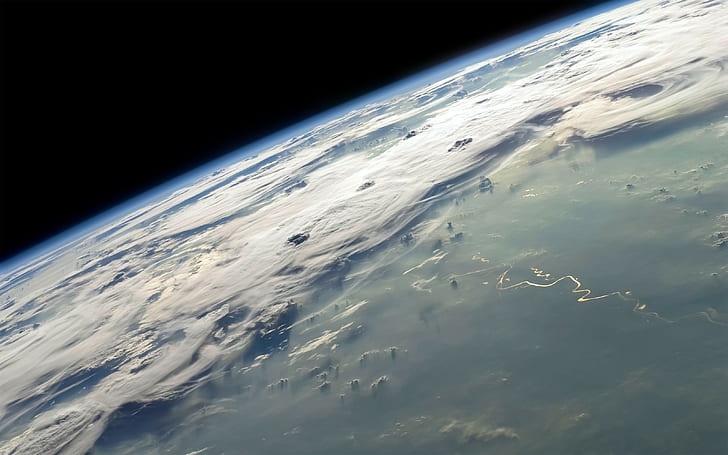 space, planet, clouds, river, atmosphere