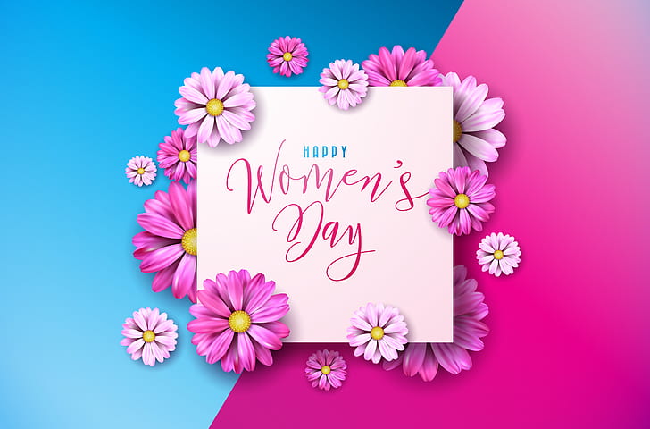 HD wallpaper: flowers, happy, pink background, March 8, women's day, 8 march  | Wallpaper Flare