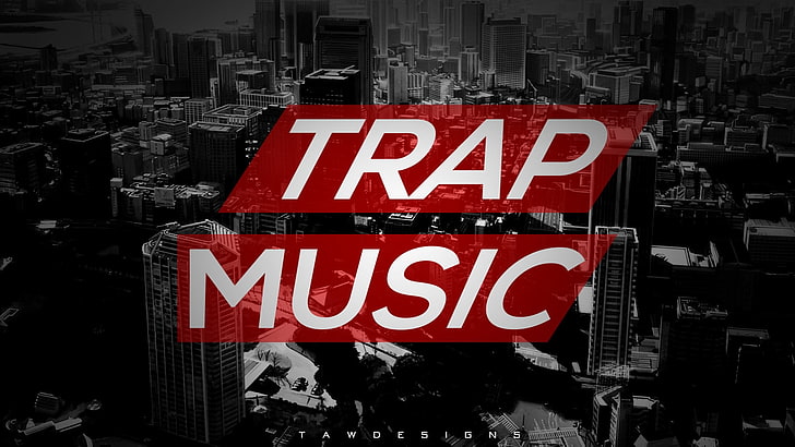Trap Music logo, Trap Nation, shapes, geometry, text, red, communication
