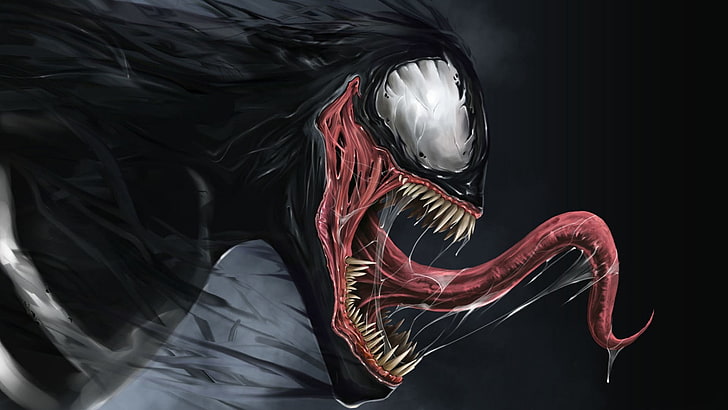 Venom illustration, artwork, Marvel Comics, Spider-Man, indoors, HD wallpaper