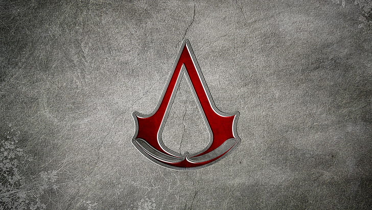 assassins creed, assassins symbol, background, graphics, red, HD wallpaper