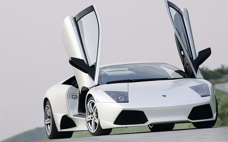 HD wallpaper: view, Lamborghini, door, cars, white, road white, murcilago |  Wallpaper Flare